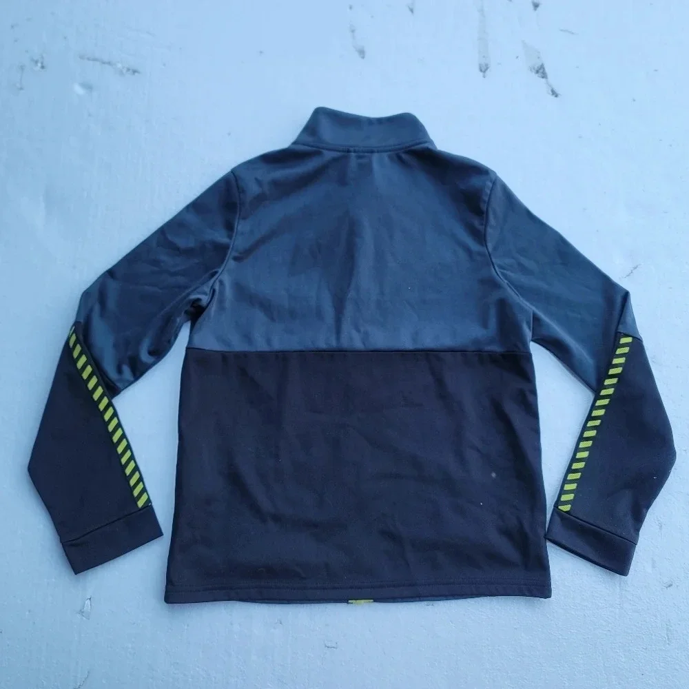 Athletic Works Boys Full Zip Track Jacket Size L (10-12) Gray Black Yellow